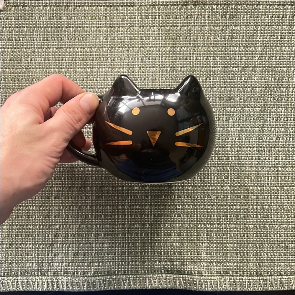 Charming Cat Head Mug With Pointed Ears And Whiskers In Black
